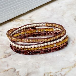 Beautiful Boho Handmade Crystal and Beaded Wrap Bracelet Anklet or Choker